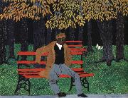 Horace pippin Man on a Bench oil painting on canvas